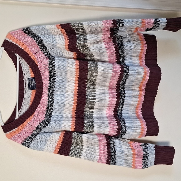 Abercrombie & Fitch Women's Striped Sweater - Pink, Orange, Blue Size XL - Picture 6 of 7